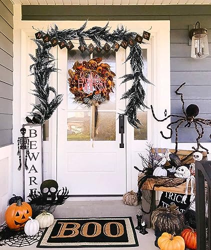 2Pcs 5.8Ft Artificial Boston Fern Garland Greenery Vine Black White (5.8 Foot)