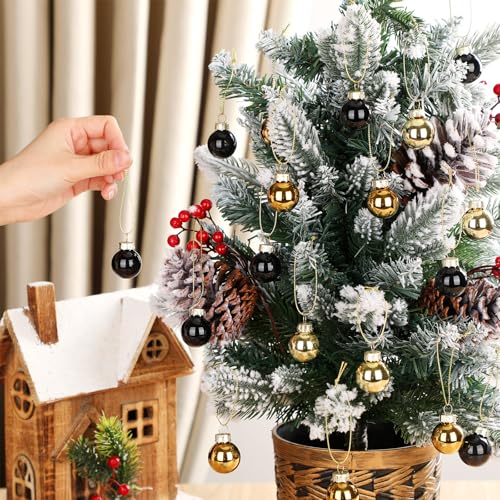 32 Pcs 1'' Mini Glass Christmas Ornament (32 Count)