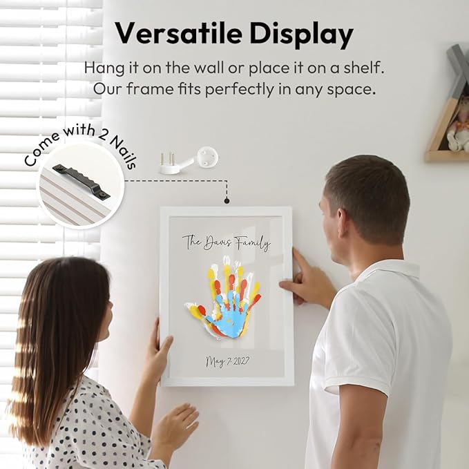 Kaciola Family Handprint Kit, DIY Newborn Keepsake Frame, Baby Hand and Footprint Kit, Unique New Baby Gift for Mothers Day Crafts Anniversary (White)