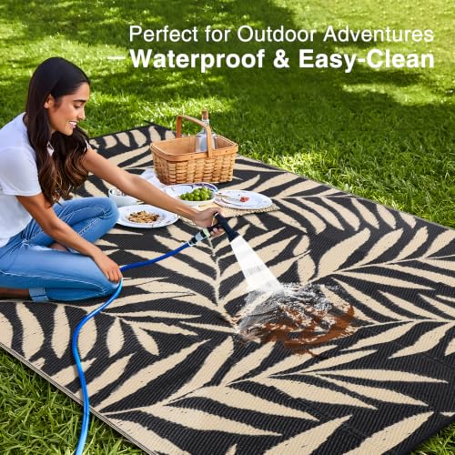 Outdoor Rug 6x9 ft Waterproof Reversible Leaf Mat (54 Sq Ft)