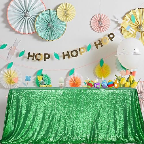 Sequin Tablecloth 50x72 Inch Green for Wedding Party