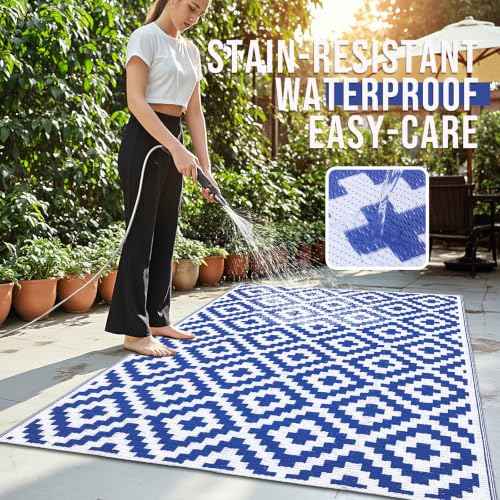 Outdoor Rug 4x6 ft Waterproof Reversible Mat