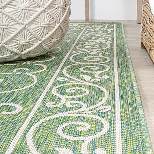 Vintage Filigree Indoor Outdoor Area Rug 5X8 Green