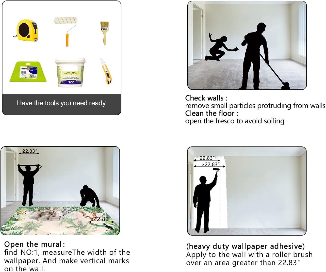 Tropical Animal Plants wallpeper Nursery Kids Bedroom Elephant Wall Mural - 137"x96"（Not Peel and Stick）