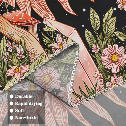 Boho Pink Sun Moon Phase Daisy Flower Floral Tapestry 48 x 36 Inch