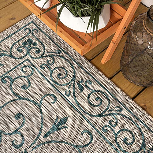 Vintage Filigree Indoor Outdoor Runner Rug 2X8 Gray