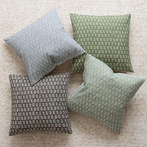 Decorative Floral Print Throw Pillow Covers 18×18 Forest Green (2 Count)