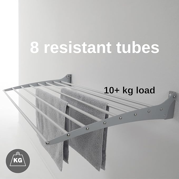 foxydry Fold, Wall Drying Rack, Vertical Drying Rack for Indoor and Outdoor Aluminium and Steel (Grey - Closing Down, 2X Fold 120)