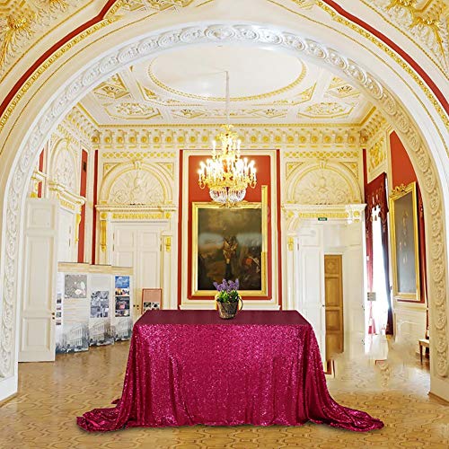 Sequin Tablecloth 60x102 Inch Hot Pink for Wedding Birthday Party