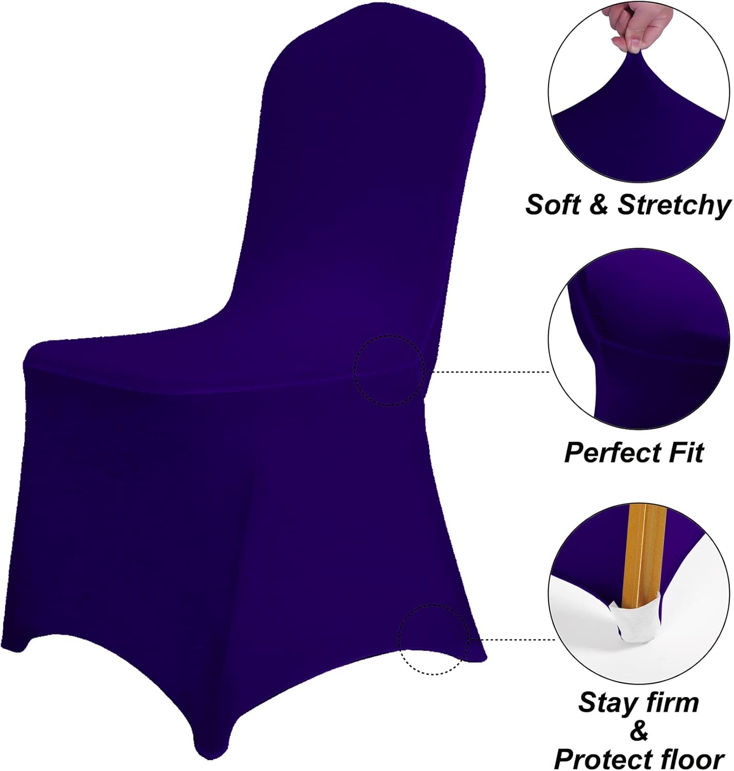 SUPERO Waterproof Spandex Chair Cover 12PCS, Stretch Dining Chair Covers, Polyester Outdoor Chair Covers, Protector Stretch Chair Cover for Party Universal, Banquet, Wedding Event, Hotel(Purple)