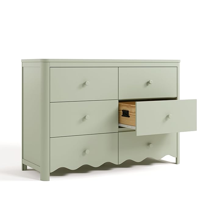 Storkcraft Casablanca 6 Drawer Dresser (Sage) – GREENGUARD Gold Certified, Nursery & Kids' Bedroom with Spacious Storage, Safety Interlocking Drawer System, Easy Assembly with Pre-Installed Tracks