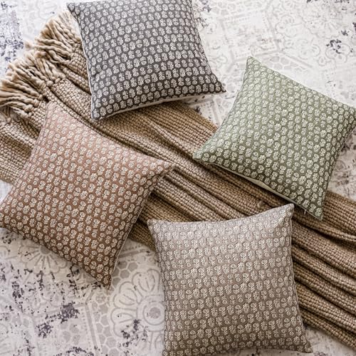 Decorative Floral Print Throw Pillow Covers 24×24 Inch (2 Count)