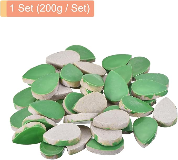 MECCANIXITY 200g Ceramic Mosaic Tiles for Crafts Bulk, Raindrop Green Ceramic Tiles for Mosaic Kits Garden Stepping Stone Cup Mat