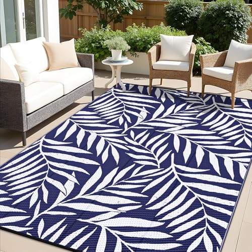 Outdoor Rug 6x9 ft Waterproof Reversible Leaf Mat