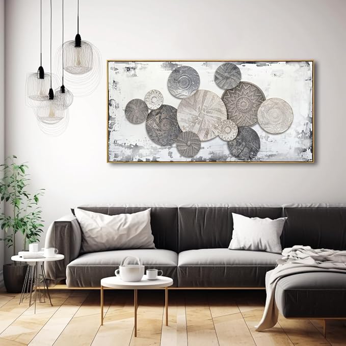 Wall Art Floral Rustic Wall Decor Brown and Grey Canvas Painting Abstract Wall Art for Bedroom Living Room Dining Room Home Office Decor 30"x60" with Framed