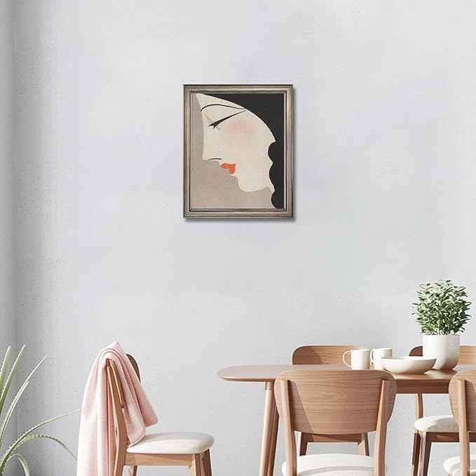 Framed Vintage Japanese Wall Art Woman Portrait Painting Asian Home Decor Girl Room Bathroom Decor