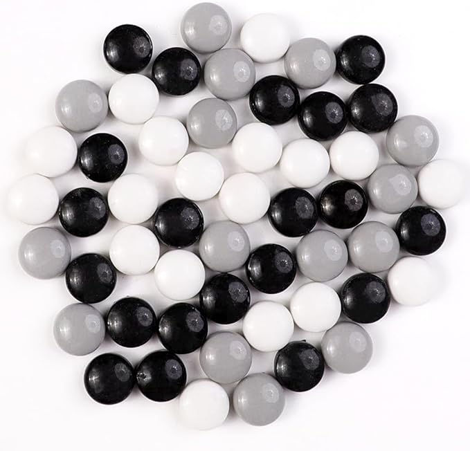 12mm Round Mosaic Tiles for Crafts, 200g Iridescent Recycled Glass Mosaic Pieces for Art Supplies, DIY Mosaic Making Kit for Hobbies & Art (Black,White & Grey 12mm)