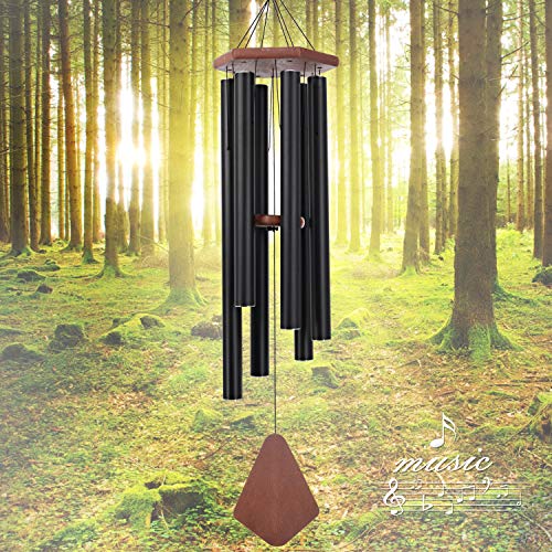 Large Wind Chimes for Outside 44 inch Black Deep Tone Garden Gift Outdoor