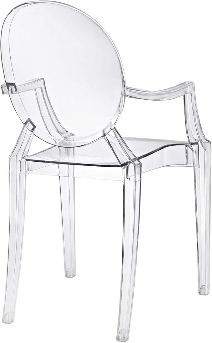Modway Casper Modern Acrylic Stacking Kitchen and Dining Room Arm Chair in Clear - Fully Assembled