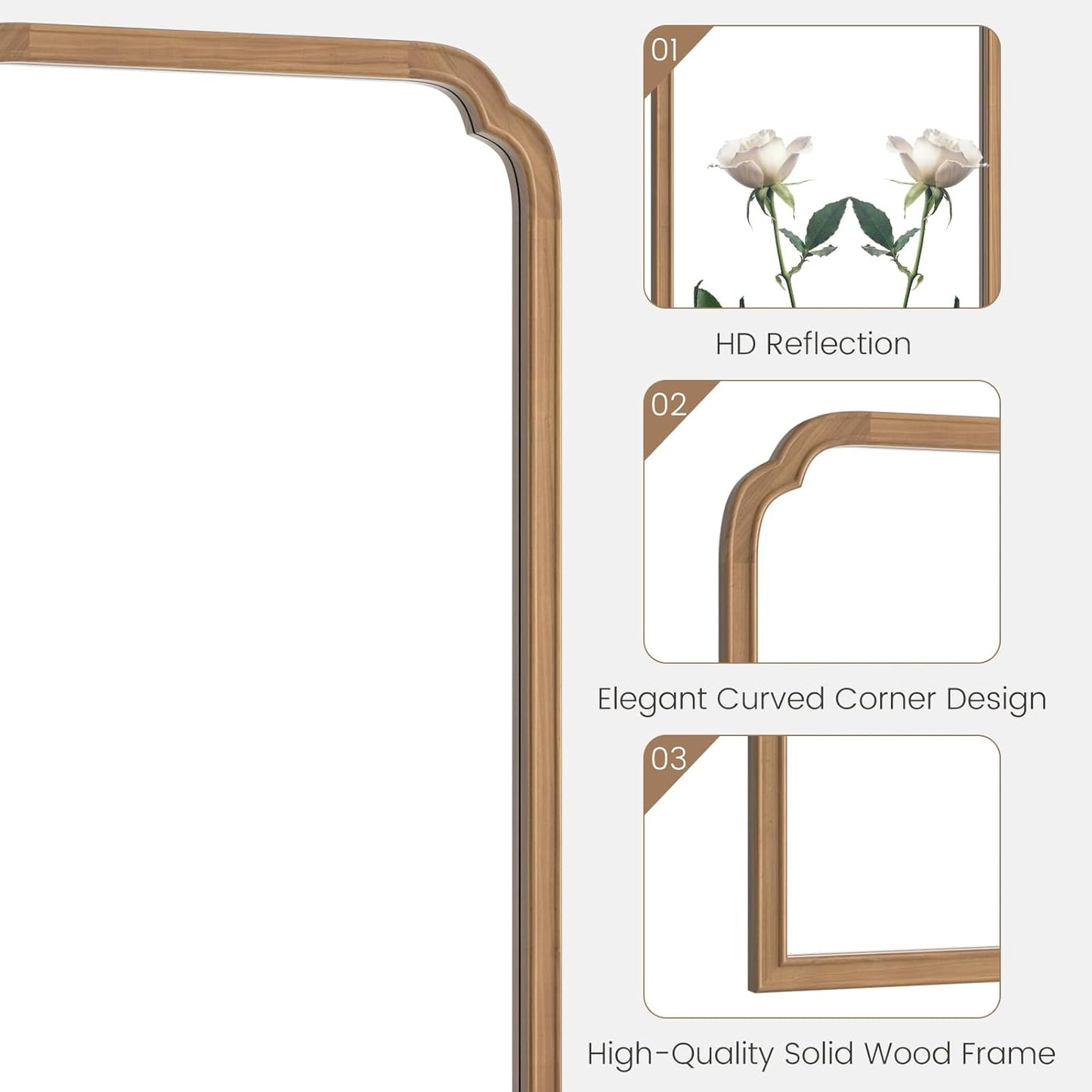 WallBeyond Wood Bathroom Mirrors for Wall Mounted, 24" x 36" Rustic Wood Frame Wall Mirrors Decorative for Living Room or Bedroom Vanity Mirror (Honey-Colored)