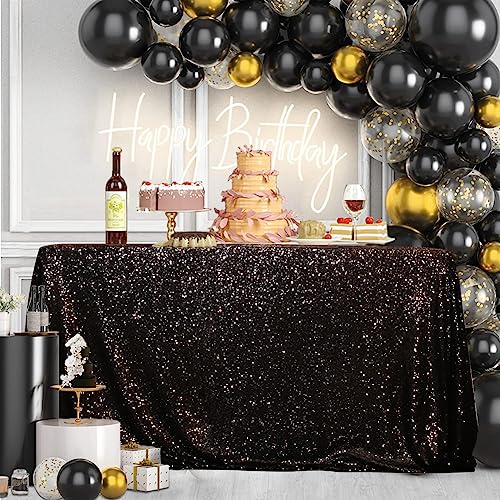 Sequin Tablecloth 50x72 Inch Black for Halloween Wedding Party