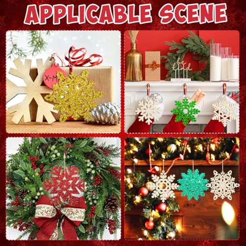 36PCS Wooden Christmas Decoration Snowflake Ornaments to Paint Christmas Ornaments for Tree Crafts Cutouts Unfinished (36 Count)