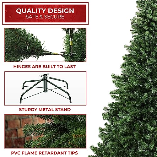 7.5FT Realistic Green Spruce Unlit Artificial Holiday Christmas Tree with Sturdy Metal Stand