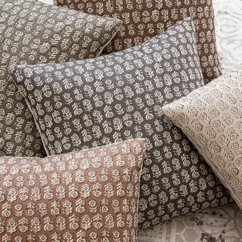Decorative Floral Print Throw Pillow Covers 20×20 Rustic Gray (2 Count)