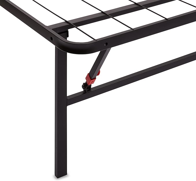 Amazon Basics Bed Frame with Storage, Foldable Metal Platform, Sturdy Steel, No Box Spring Needed, 14-inch High, Tool-Free Setup, Noise Free, Easy Assembly, Queen Size, Black