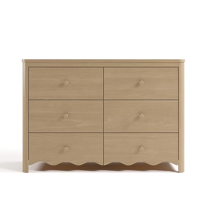 Storkcraft Casablanca 6 Drawer Dresser (Driftwood) – GREENGUARD Gold Certified, Sturdy Dresser for Nursery Bedroom with Spacious Storage, Interlocking Drawer System, Pre-Installed Tracks