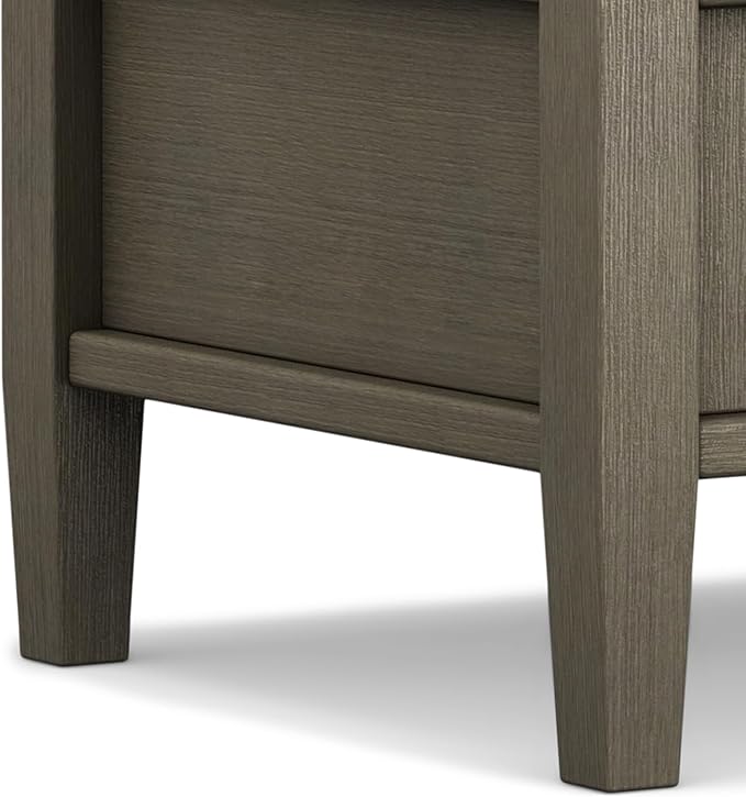 SIMPLIHOME Warm Shaker End Table - 20 inch Wide Solid Wood Side Table in Farmhouse Grey, Transitional Accent Table for Living Room or Bedroom with Drawer, Open Shelf and Square Tapered Legs