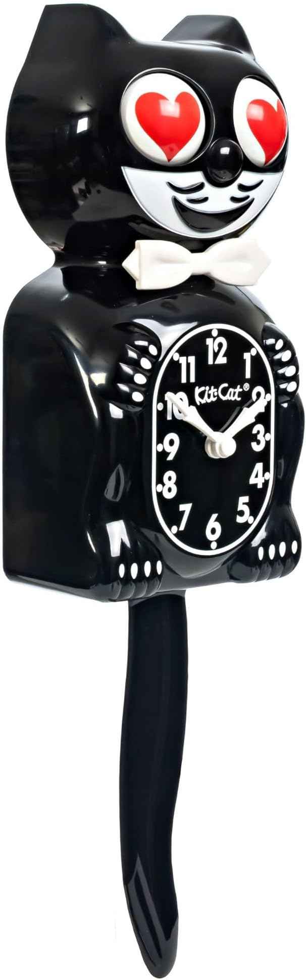 KIT CAT Klock Classic Black with Heart Eyes - Iconic Cat Clock with Moving Heart Eyes and Tail, Battery Operated Wall Clock, Made in USA, Perfect for Home Decor, Mid-Century Modern Clock, Unique Gift