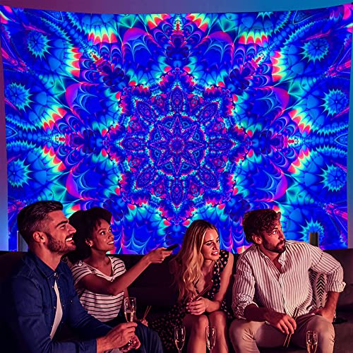 Blacklight Mandala Tapestry 59"x51"