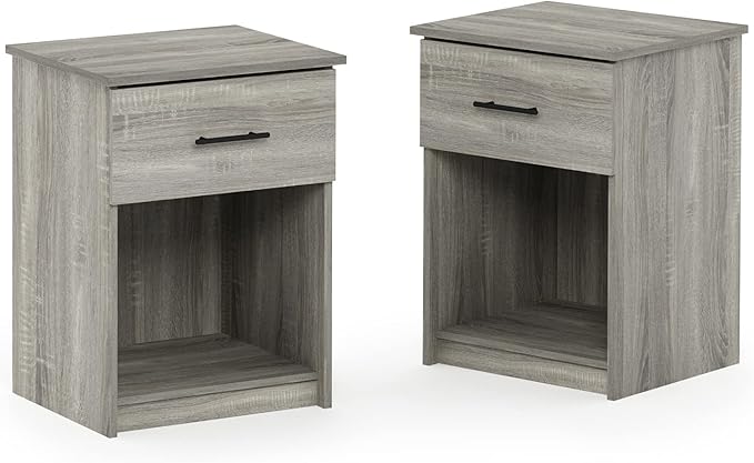 Furinno Tidur Nightstand, 2-Pack, French Oak Grey