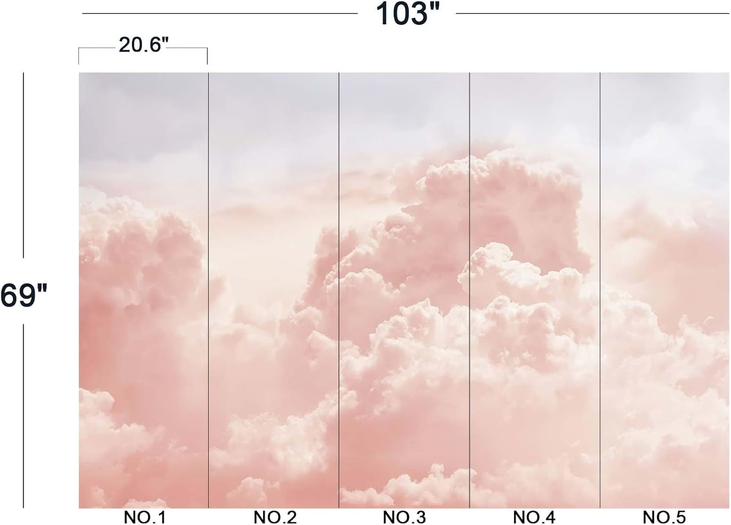Pink Clouds Wall Mural Wallpaper for Bedroom 103" x 69"