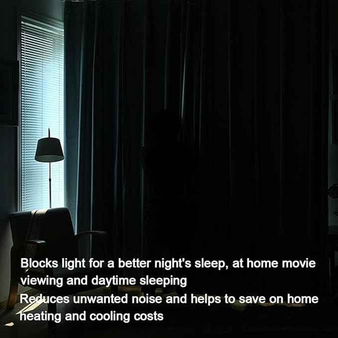 Cherry Home Set of 2 Velvet Thermal Blackout Curtain Panel Drapes Grommet Draperies Eyelet 52Wx84L inch Black(2 Panels) Theater| Bedroom| Living Room| Hotel