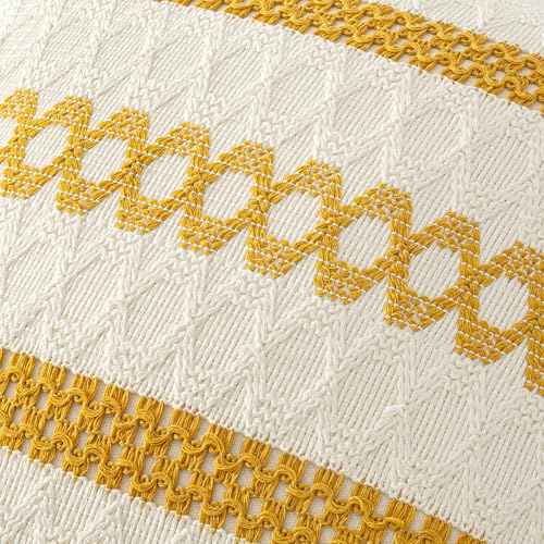 Set of 2 Mustard Yellow Boho Decorative Pillow Covers 18x18 Inch (2 Count)