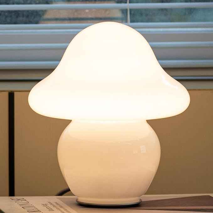 Mushroom Lamp Glass Mushroom Table Lamp for Bedrooms, Living Room, Aesthetic Lamps for Bedroom, Cute Bedside Lamp
