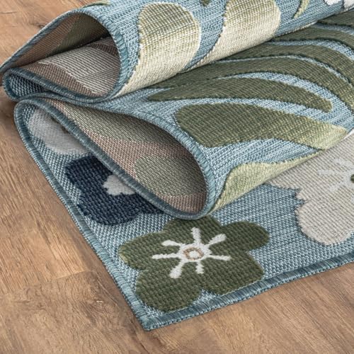 Outdoor Rug 5x7 Modern Floral Tropical Area Rugs for Outdoor and Indoor Patio Easy to Clean Non Shedding Living Room Porch Garden Washable Outside Carpet (35 Sq Ft)