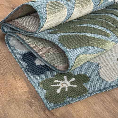 Outdoor Rug 8x10 Modern Floral Tropical Area Rugs for Outdoor and Indoor Patio Easy to Clean Non Shedding Living Room Porch Garden Washable Outside Carpet (80 Sq Ft)