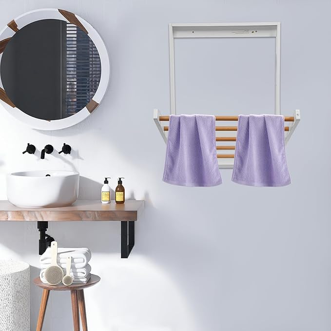Clothes Drying Rack, Space-Saving Foldable Wall Mounted Clothing Dryer Racks with Drop-Down Design for Balconies, Toilets, Laundry Rooms, Bathroom