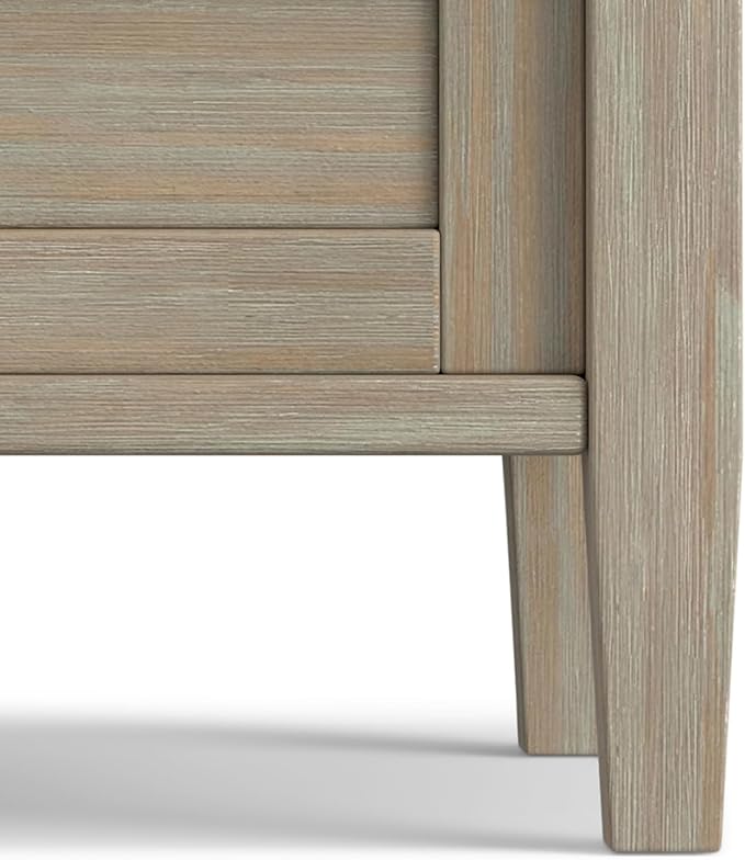 SIMPLIHOME Warm Shaker End Table - 20 inch Wide Solid Wood Side Table in Distressed Grey, Transitional Accent Table for Living Room or Bedroom with Drawer, Open Shelf and Square Tapered Legs
