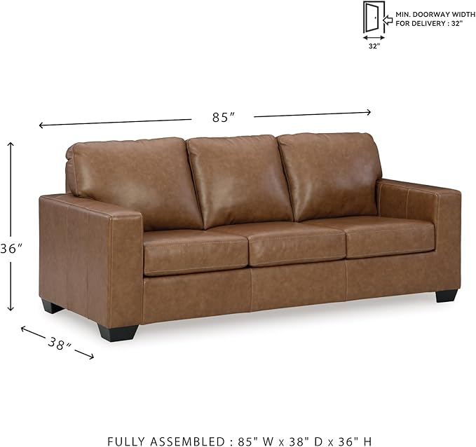 Signature Design by Ashley Bolsena Contemporary Leather Match Sofa, Dark Brown