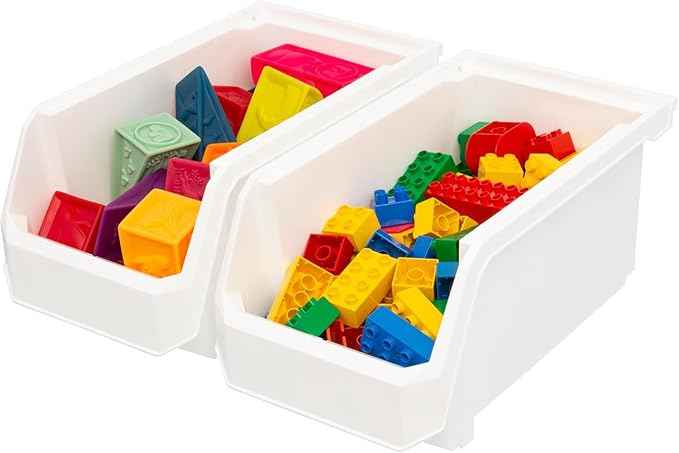 Large Plastic Containers for Organizing and Storage Bins for Closet, Kitchen, Office, or Pantry Organization, 14.75-Inch x 8-Inch x 7-Inch 6-Pack, White, Large