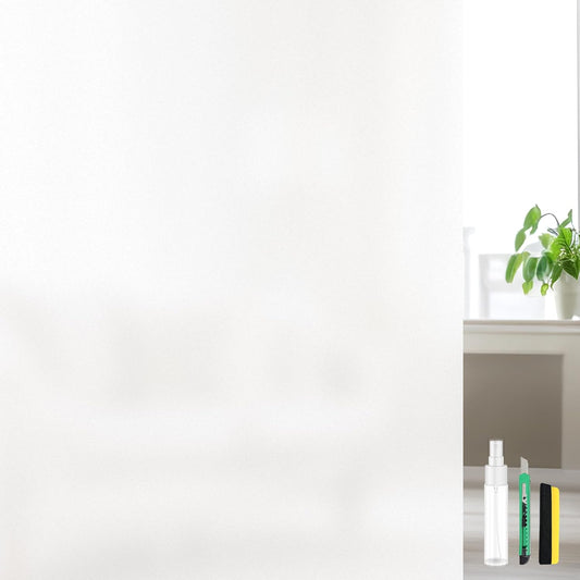 Window Privacy Film, Frosted Glass Static Cling Non-Adhesive Window Cover for Bathroom UV Sunlight Blocking Heat Control for Home Decorative Frosting Pure Matte White Size 23.6 x 78.7 Inches