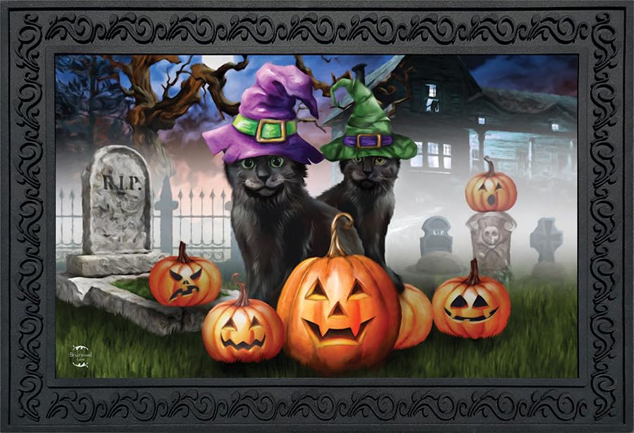 Doormat 30x18 Indoor Outdoor Spooky Kittens Halloween for Halloween Doormat (3.75 Sq Ft)