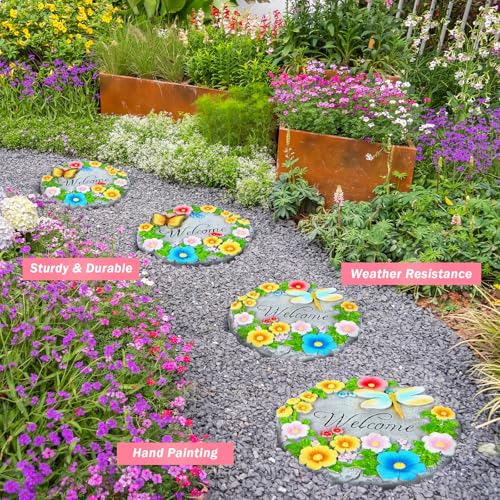 2 Pack Garden Stepping Stones Outdoor 10 Inch Round Cement Stepping Stones (2 Count)