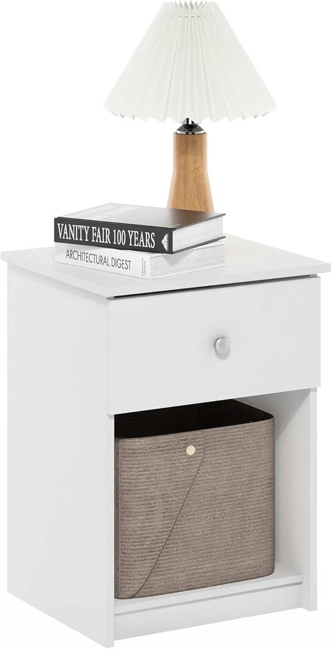 Furinno Tidur Nightstand, 1-Pack, White