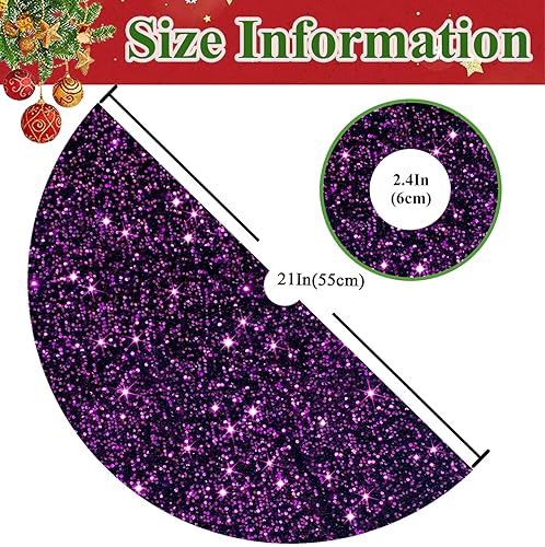 Purple Christmas Tree Skirts 21 Inch Mini Xmas Tree Skirt with Velvet Fabric Luxury Shiny Christmas Tree Mat Round Table TopTree Blanket Decoration for Happy New Year Christmas Party Holiday Birthday