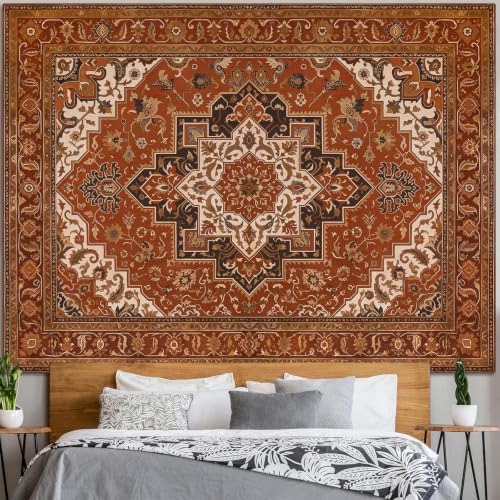 Vintage Floral Tapestry Wall Hanging Hippie Indian Bohemian Mandala Tapestry Aesthetic Retro Carpet Brown Small Tapestries for Mural Bedroom Living Room Dorm Decor 48 x 36 Inch